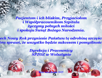 Życzenia z okazji Świąt Bożego Narodzenia i Nowego Roku 