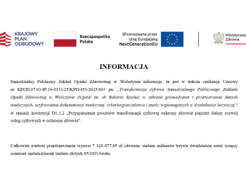 Informacja o realizacji przedsięwzięcia w ramach Krajowego Planu Odbudowy