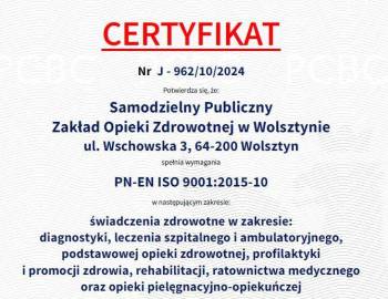 Odnowienie Certyfikatu Systemu Zarządzania Jakością