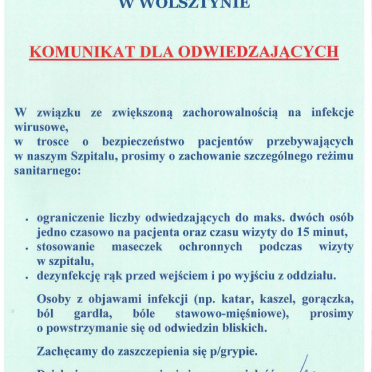 Komunikat dla odwiedzających